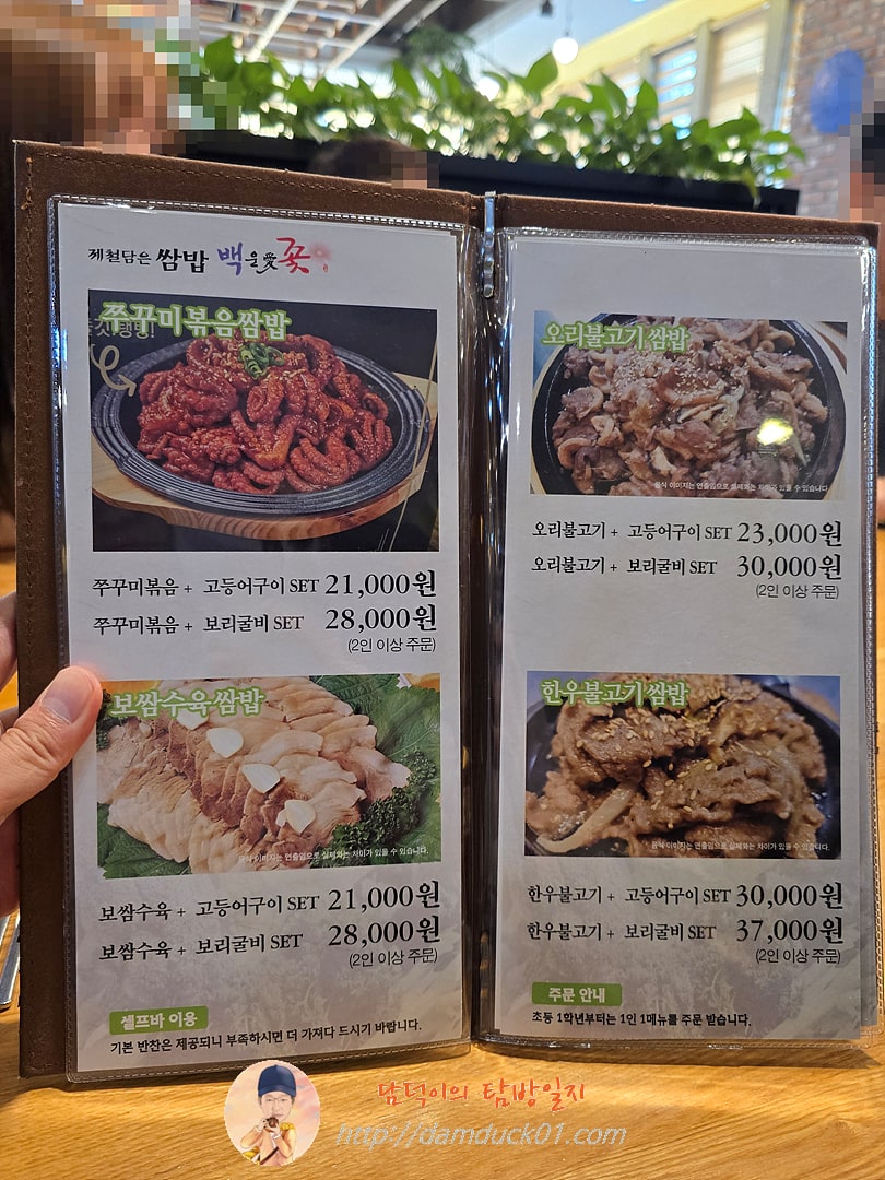 백운애꽃 메뉴