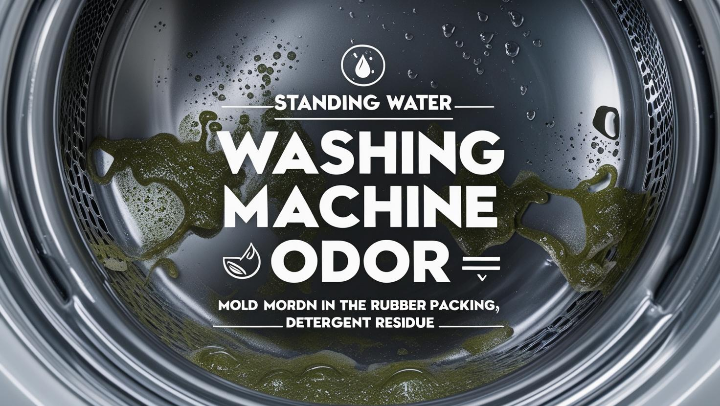 세탁기 냄새의 원인을 시각적으로 설명한 인포그래픽 &ndash; 곰팡이, 고인 물, 세제 찌꺼기 등