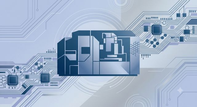 ASML 실적 발표와 반도체 장비 산업을 상징하는 추상 반도체 칩 일러스트