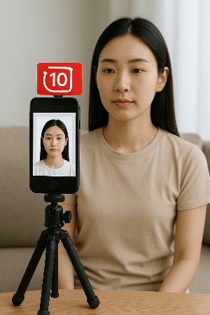 여권사진 셀프 촬영 타이머와 삼각대 이용