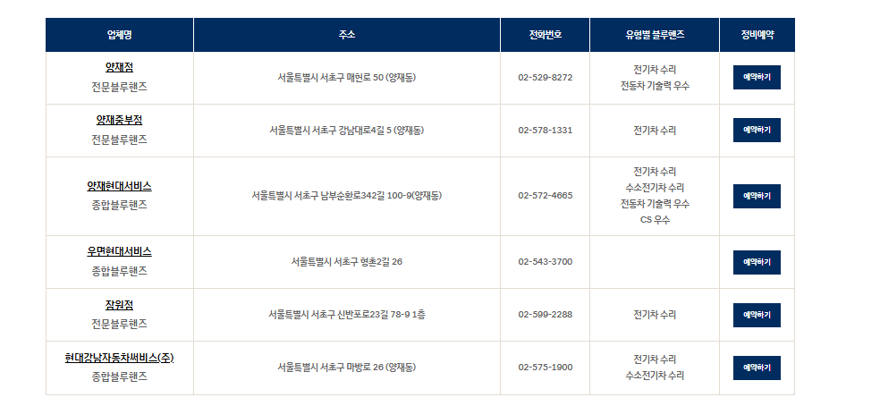 현대 블루핸즈 영업시간