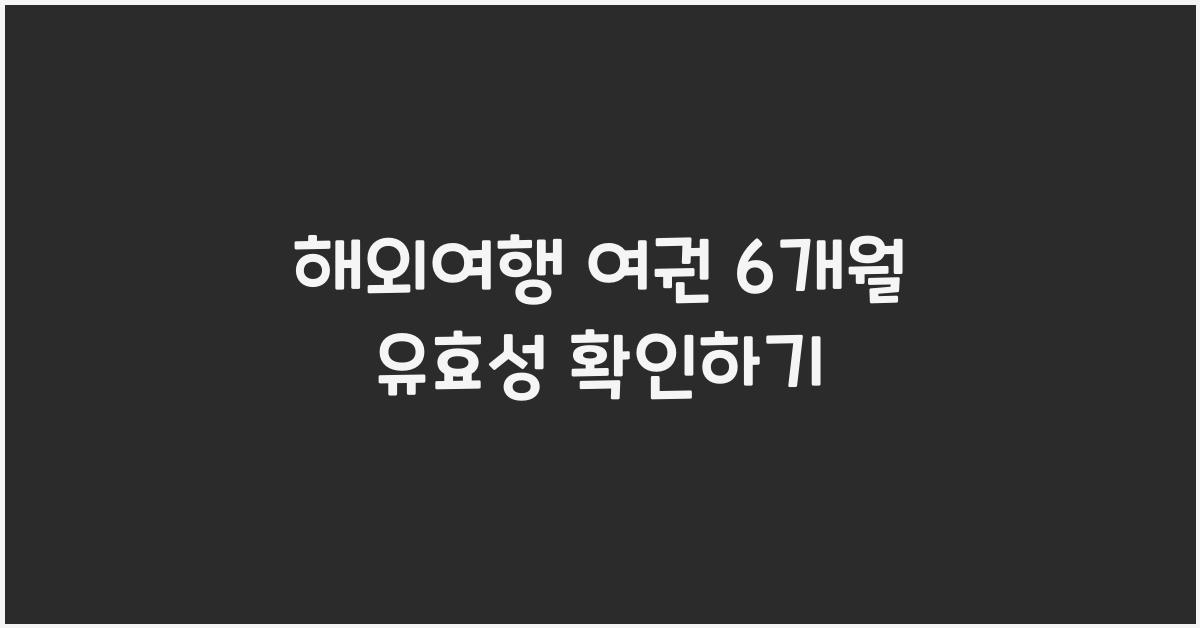 해외여행 여권 6개월