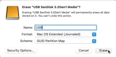 USB 포맷 프로세스