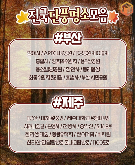 2024 단풍절정시기 지도 명소 설악산 축제 가을 지역별 시기 정보 화담숲 단풍