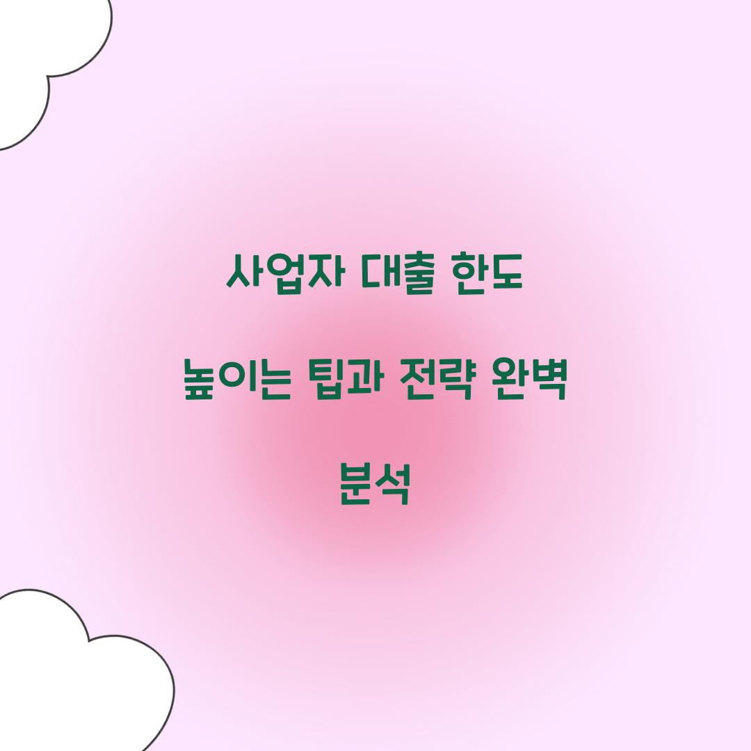 사업자 대출 한도 높이는