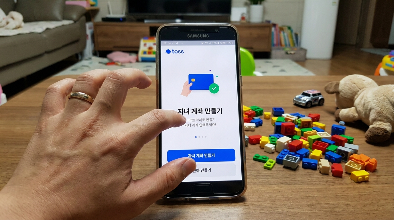 토스 앱에서 자녀 계좌 개설 메뉴에 접속하는 실전 스크린샷 연출