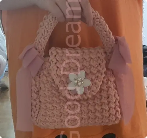 디어크로쉐 DIY 진달래꽃 리본 가방