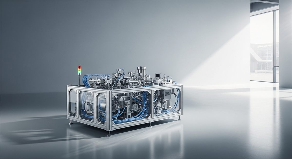  반도체 공정 장비 모듈을 제품 사진처럼 담은 장면 