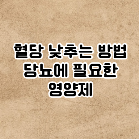 혈당 낮추는 방법과 음식&#44; 당뇨에 필요한 영양제