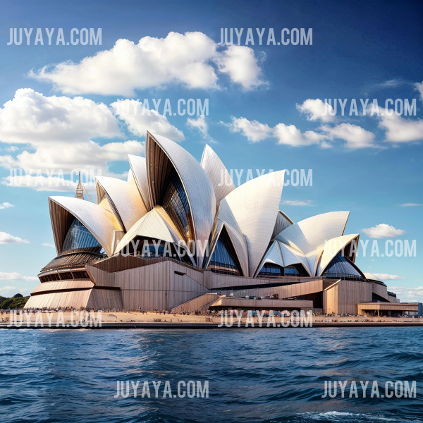 호주의 상징인 시드니 오페라 하우스와 푸른 하늘&amp;#44; 여름철의 풍경.