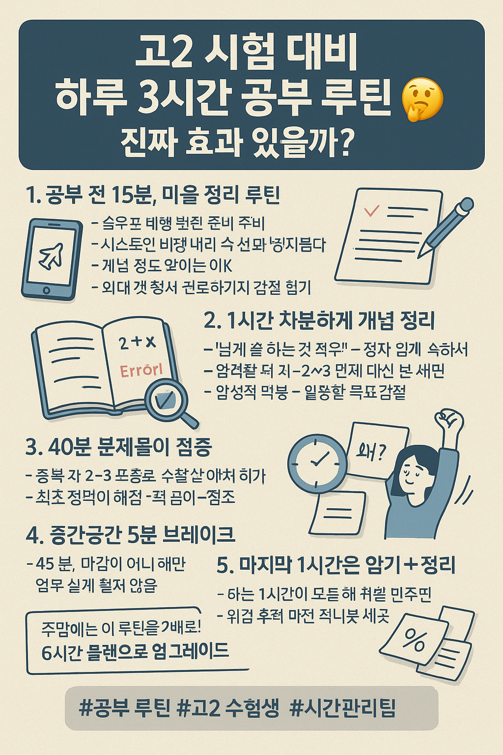 고2 시험 대비 하루 3시간 공부 루틴 🕒 진짜 효과 있을까?