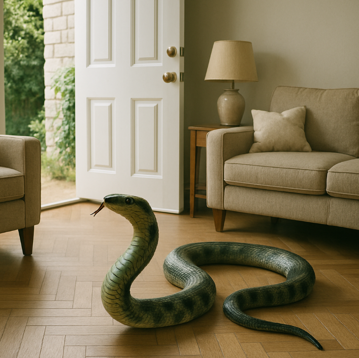 뱀이 집 안에 들어오다