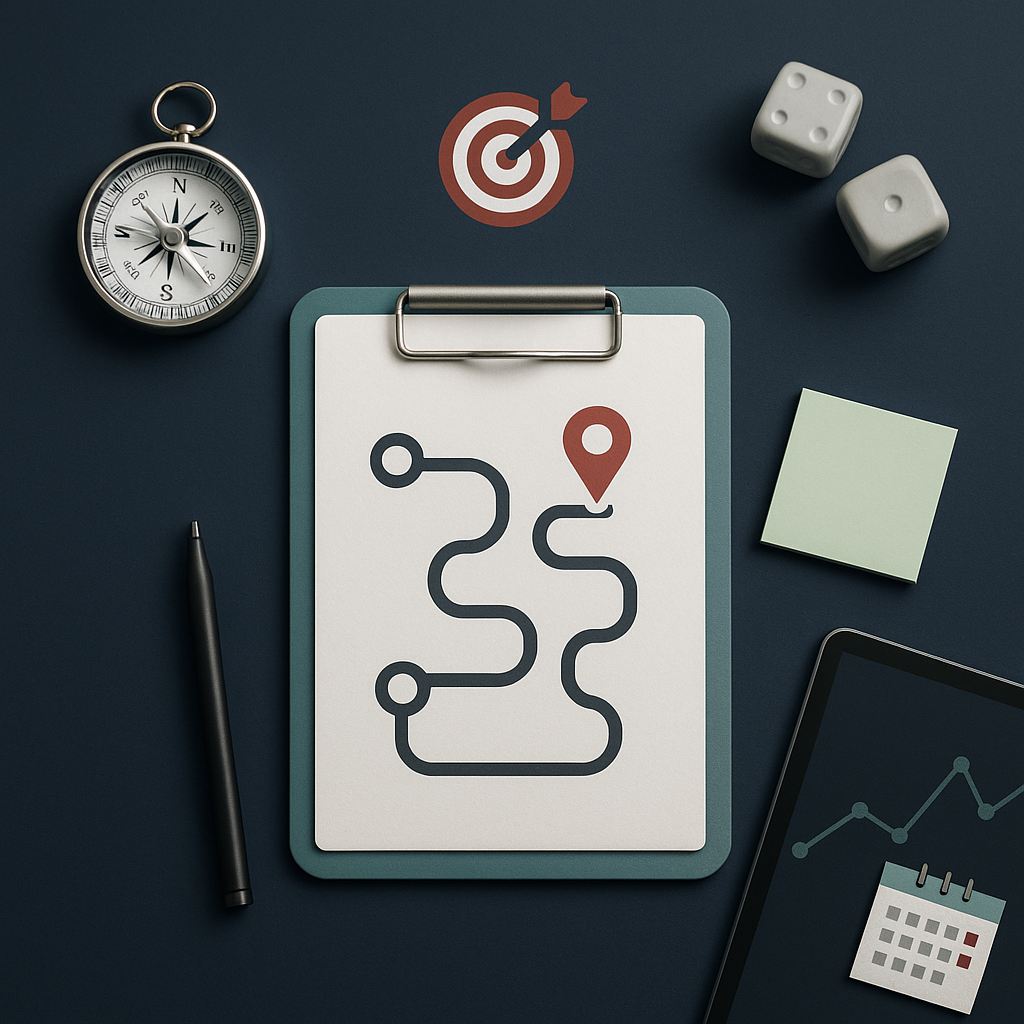 로드맵과 나침반으로 표현한 투자 원칙과 실행 경로 이미지입니다