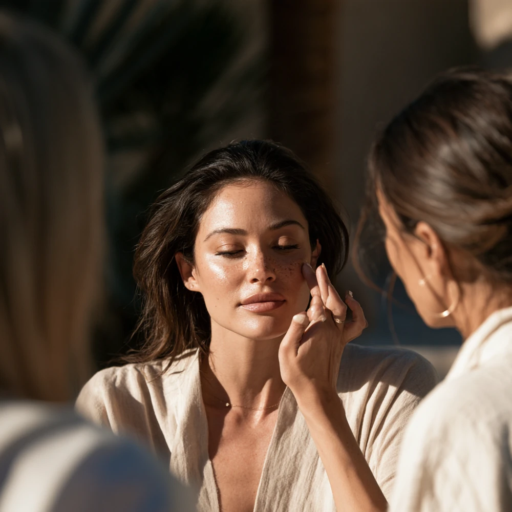 Practitioner maps dry cheeks, oily T-zone, pores, and sensitivity for 피부 유형별 스킨부스터 성분 용량 2026.