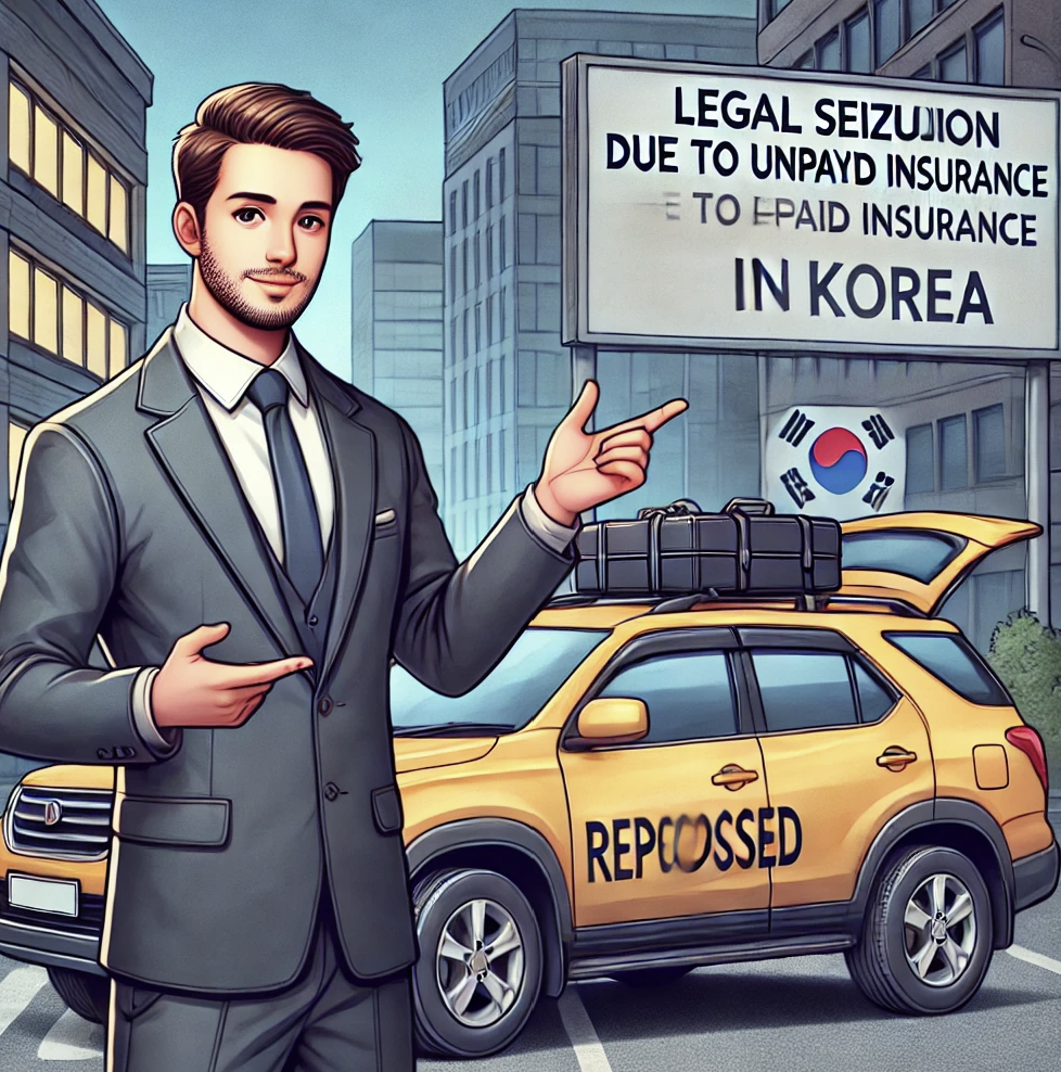 압류된 자동차 앞에서 설명을 해주는 장면