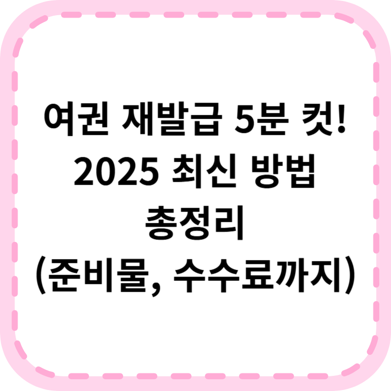 여권 재발급 온라인 신청방법 준비물 수수료 (2025년 최신)