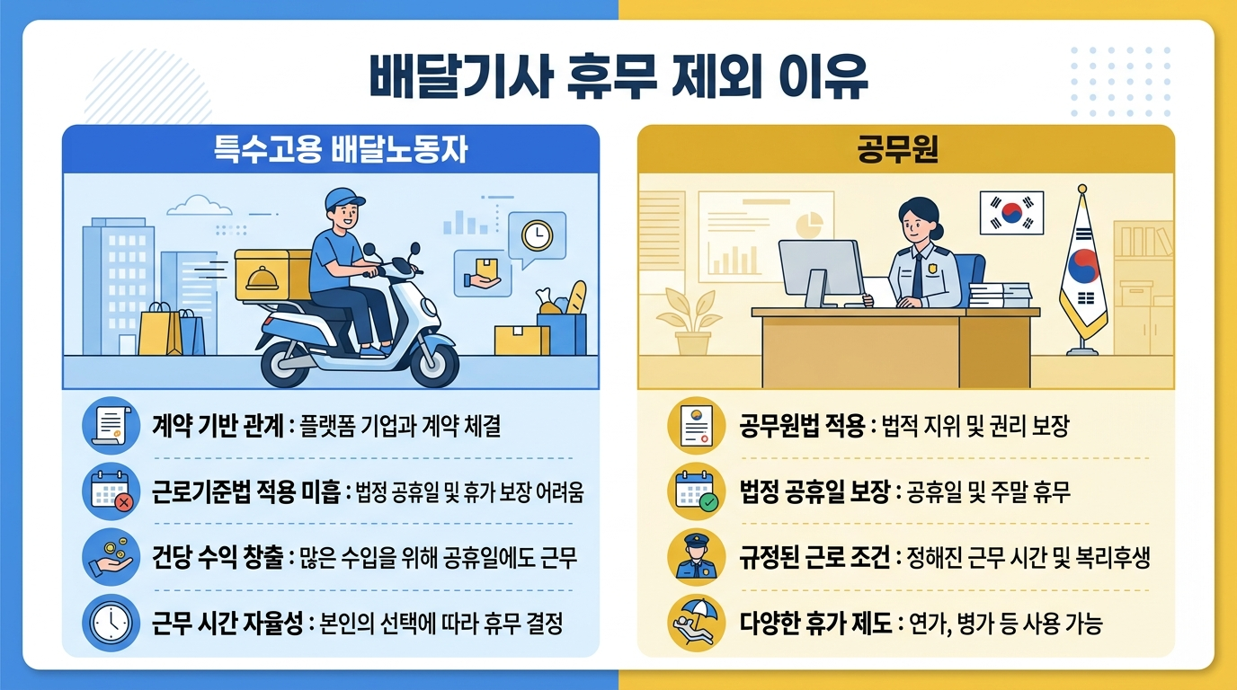 특수고용직 택배기사 정상근무 이유