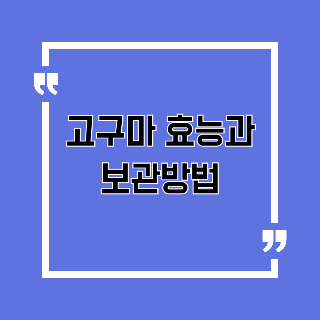 고구마 효능과 보관방법