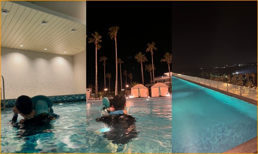 그랜드조선제주 수영장 유수풀로 연결되어 있음