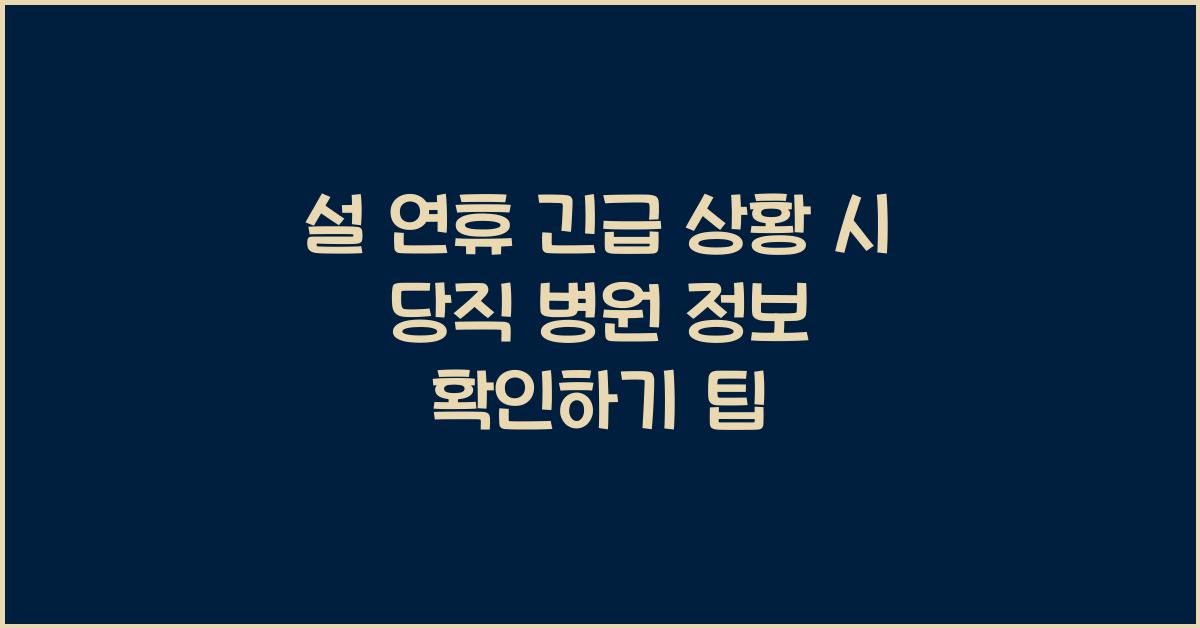 설 연휴 긴급 상황 시 당직 병원 정보 확인하기