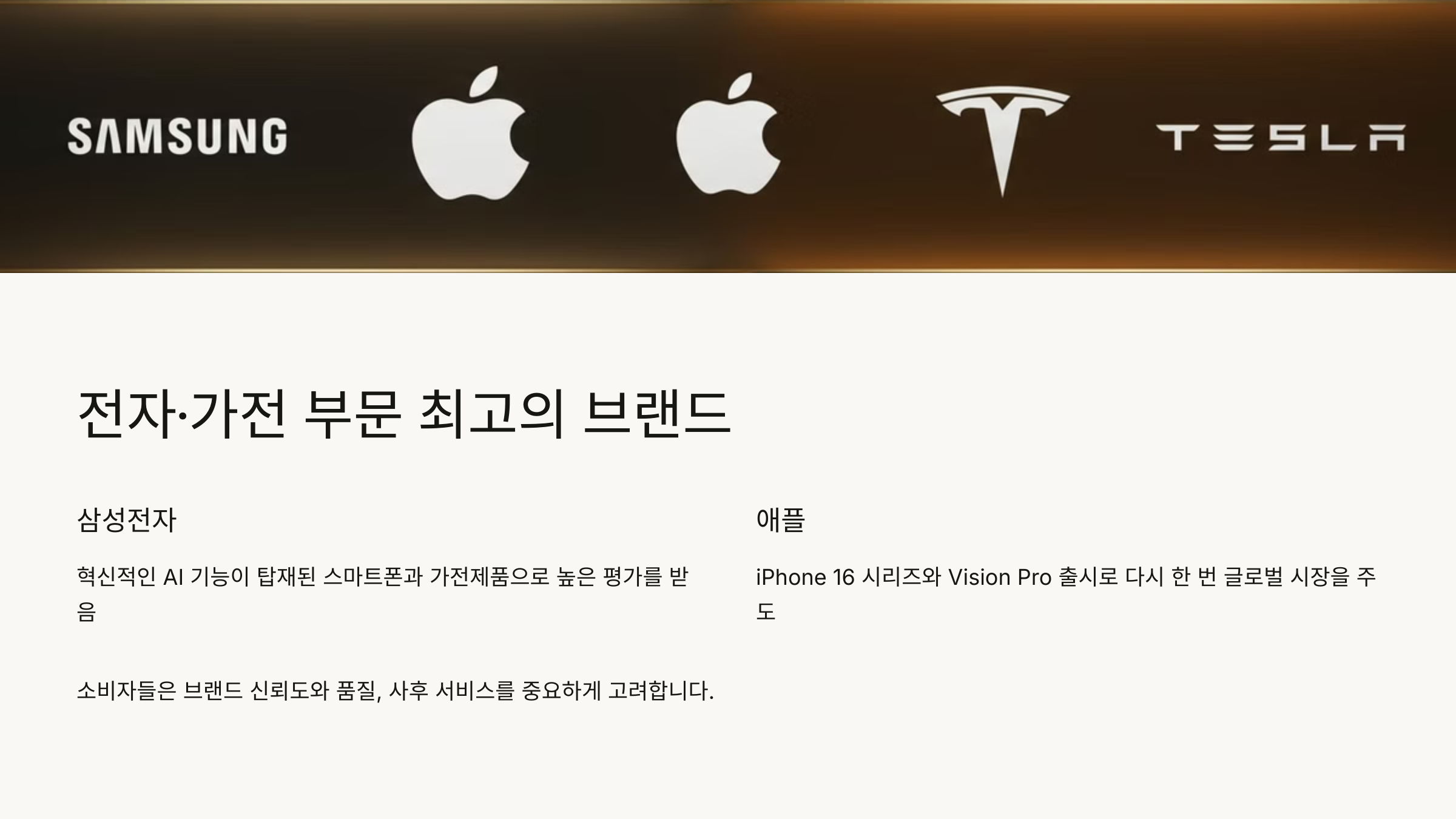 전자 가전 부문 최고의 브랜드