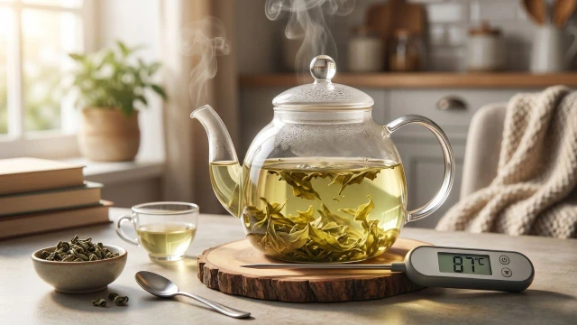 완성된 연잎차 85-90도 물로 우리기 완성 장면