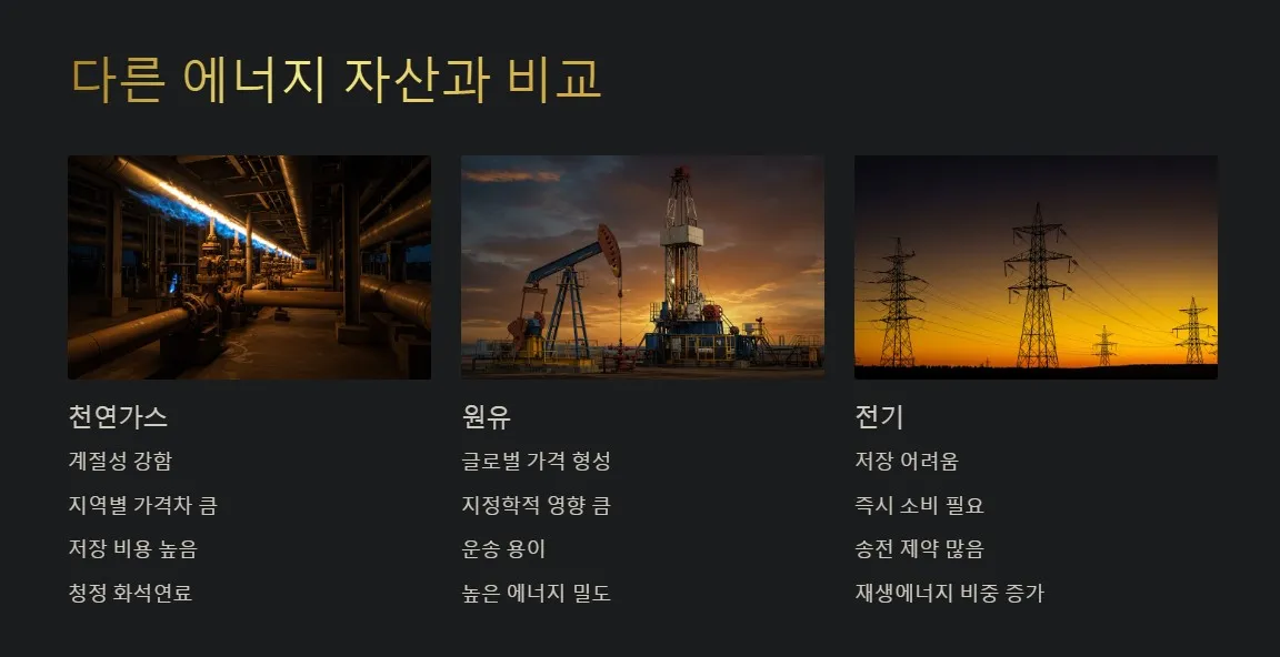 다른 에너지 자산과 비교