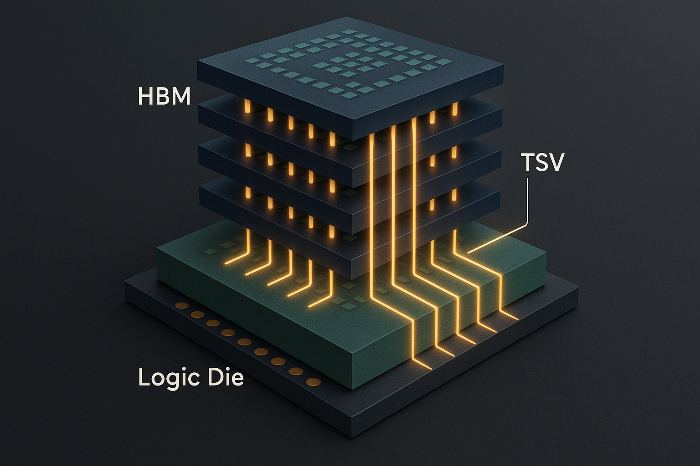 HBM 수직 적층 구조 단면도