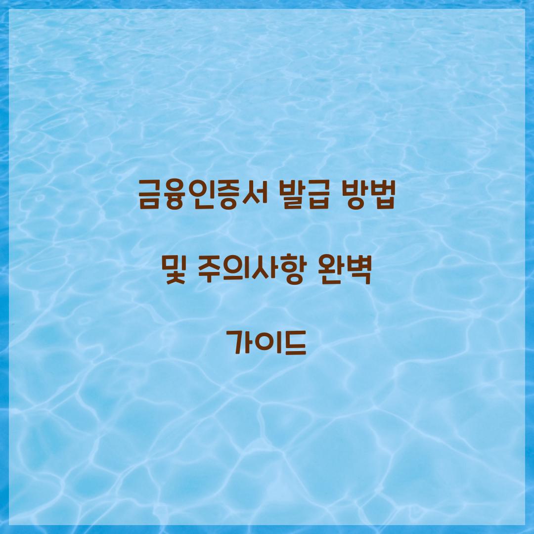 금융인증서 발급 방법