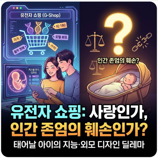유전자 쇼핑: 태어날 아이의 지능과 외모를 부모가 완벽하게 디자인하는 것은 사랑인가, 인간 존엄의 훼손인가?