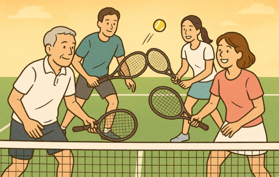 테니스 코트 위의 가족 전쟁