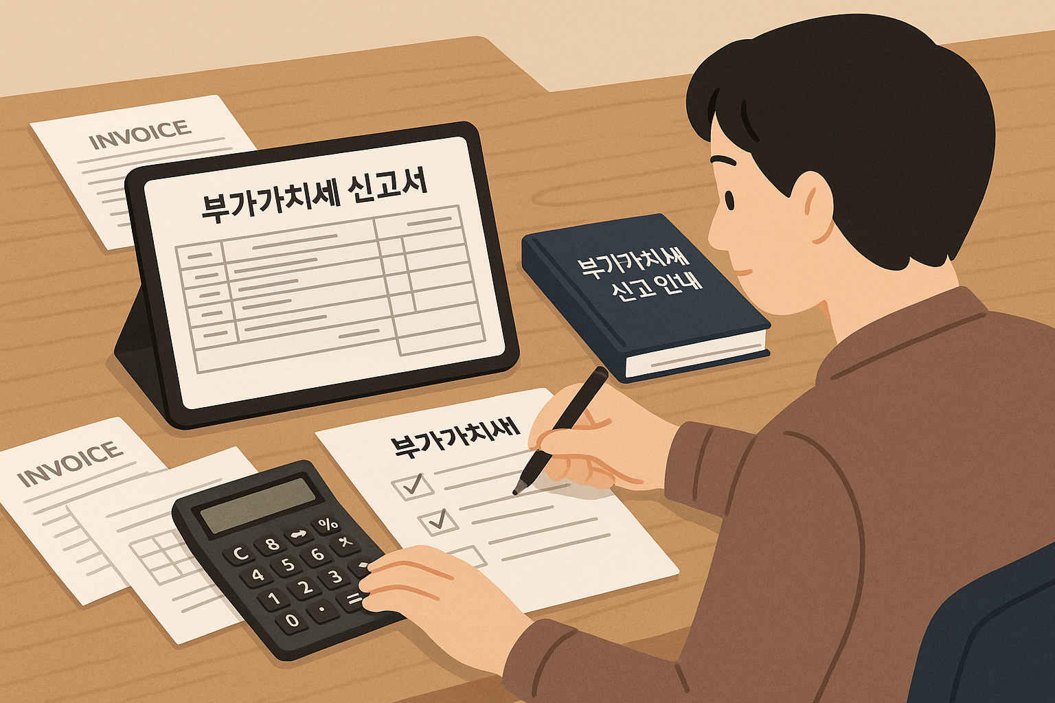 1인 사업자의 부가가치세 신고 준비 장면