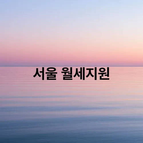서울 월세지원