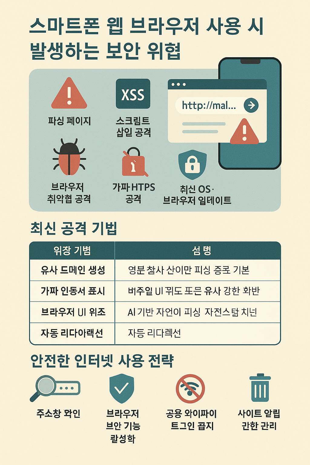 스마트폰 웹 브라우저 사용 시 발생하는 보안 위협 관련 이미지