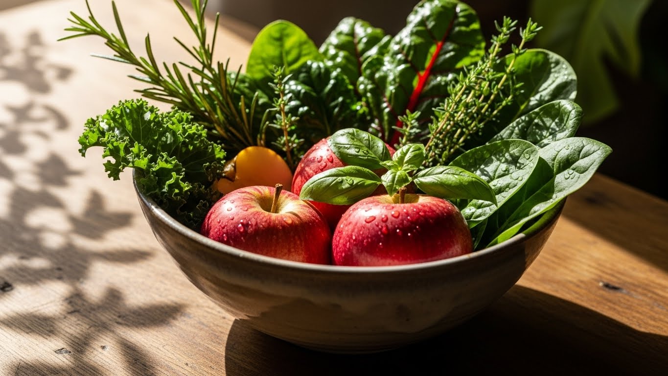 위장 환경을 개선하고 입안의 청결을 돕는 신선한 채소 중심의 식단