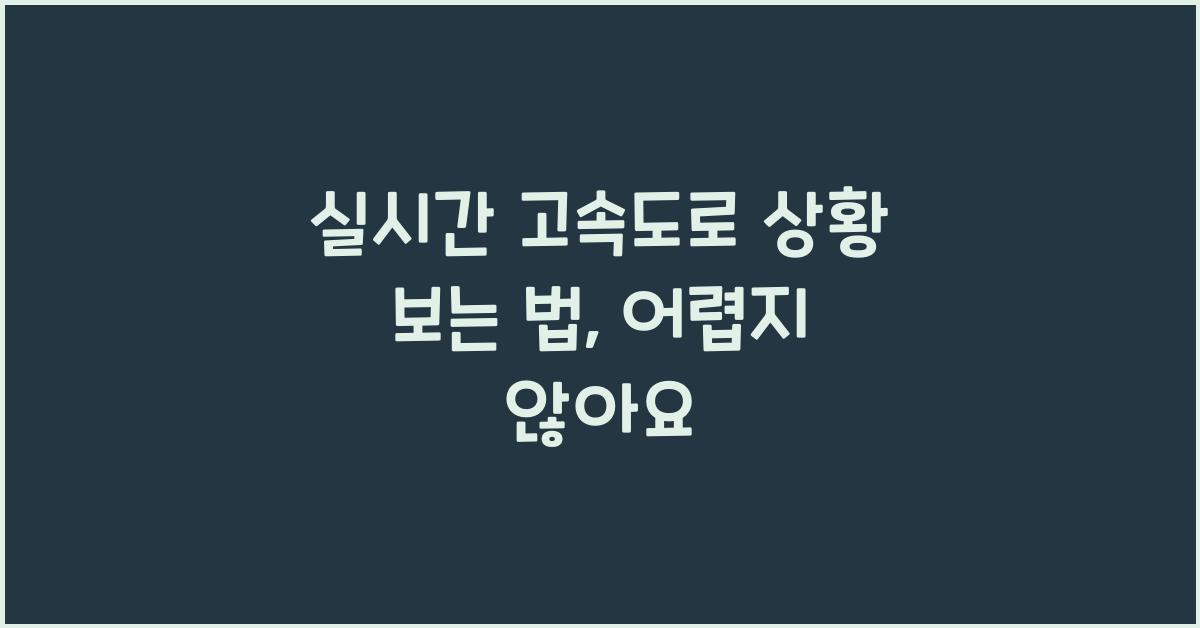 실시간 고속도로 상황 보는 법