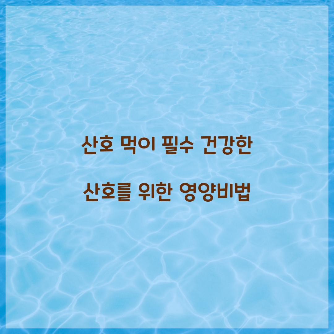 산호 먹이 필수