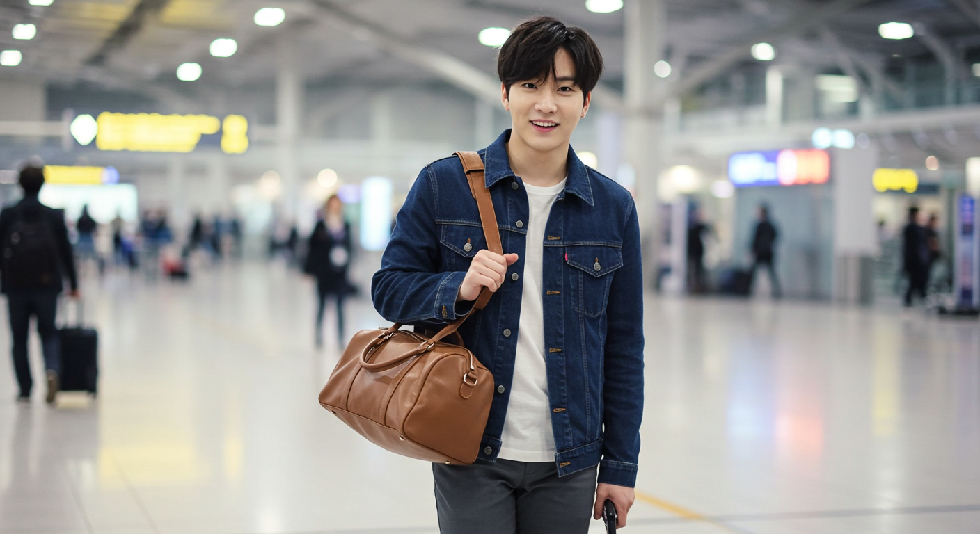 공항에 도착한 남자
