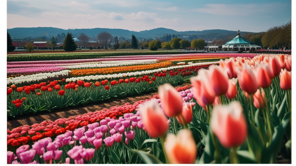 튜울립 가득한 정원의 모습