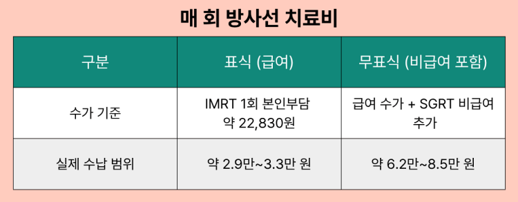 매 회 방사선 치료비