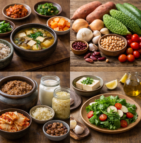 건강한 여러가지 음식들