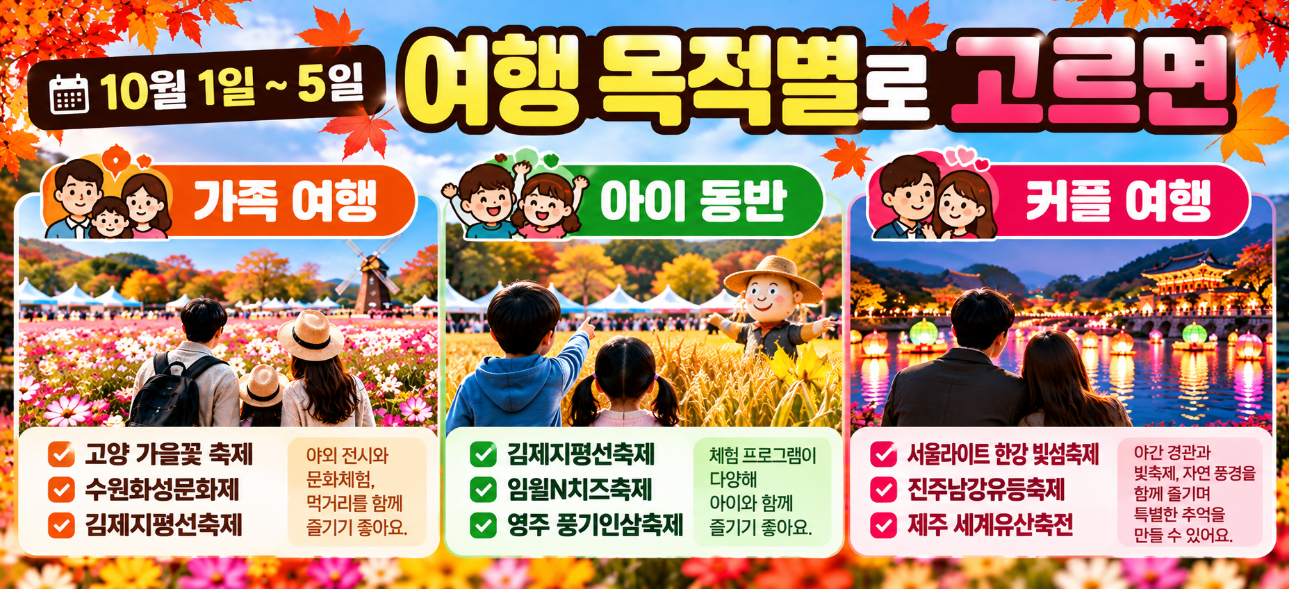 10월 1~5일 가족·아이·커플 가을축제 선택