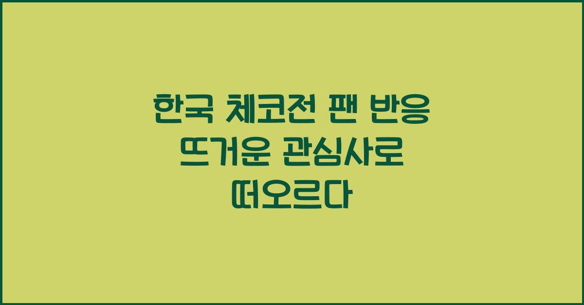한국 체코전 팬 반응