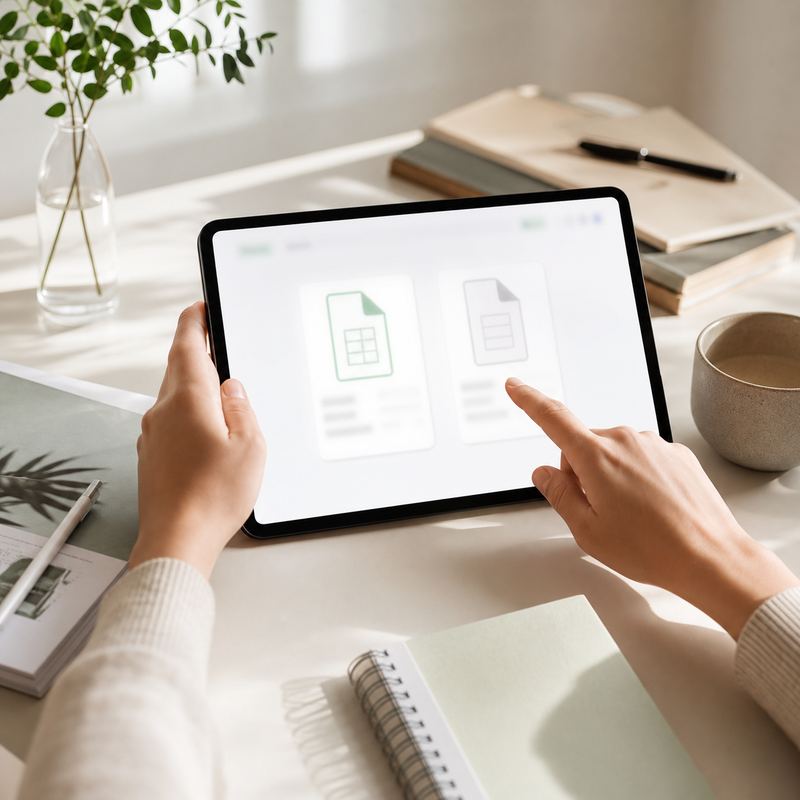 Google Sheets 새 스프레드시트와 기존 스프레드시트 선택 창을 보여주는 화면
