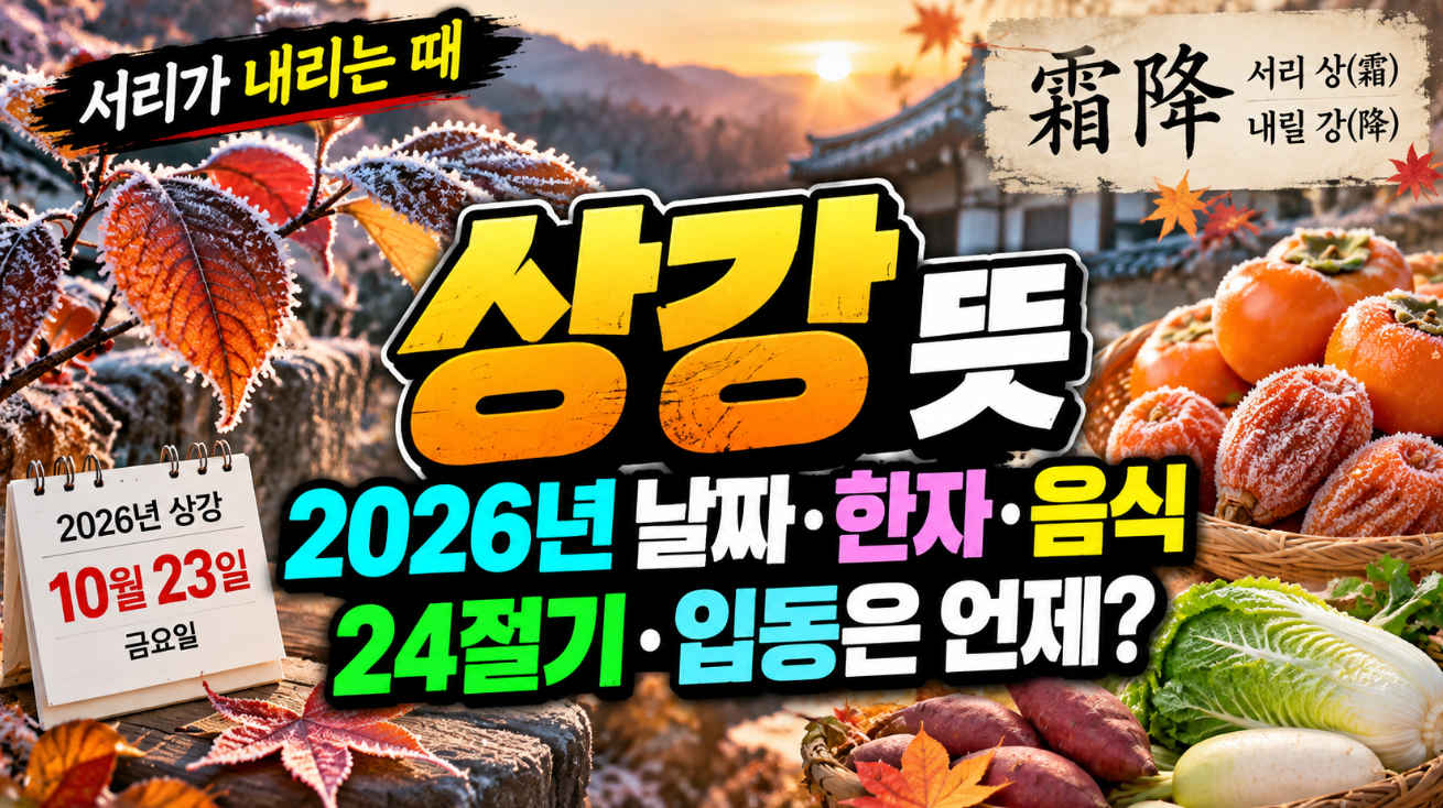 상강 뜻｜2026년 날짜&middot;한자&middot;음식&middot;입동