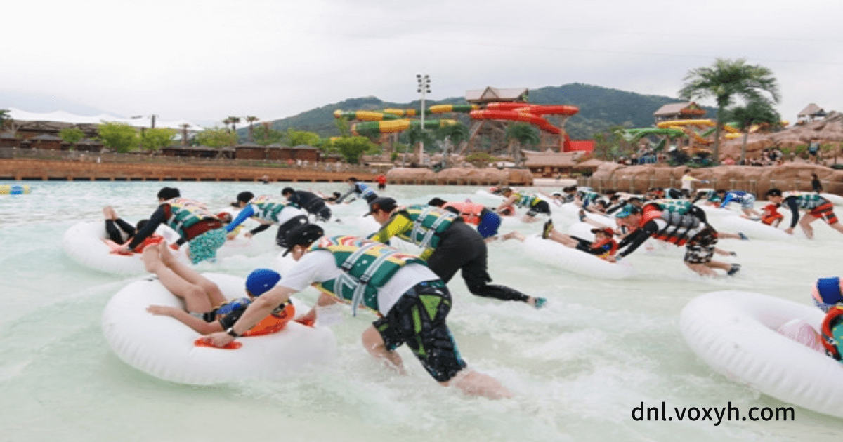 롯데월드에서 가족들과 물놀이