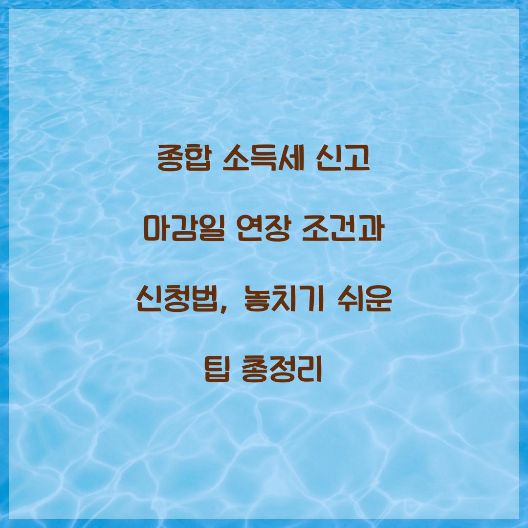 종합 소득세 신고 마감일 연장 조건과 신청법