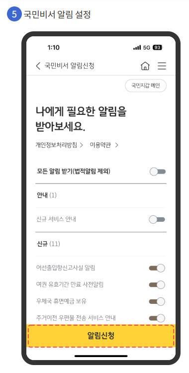 국민비서, 모바일 앱별 설정 방법 안내 (은행, 전자문서)