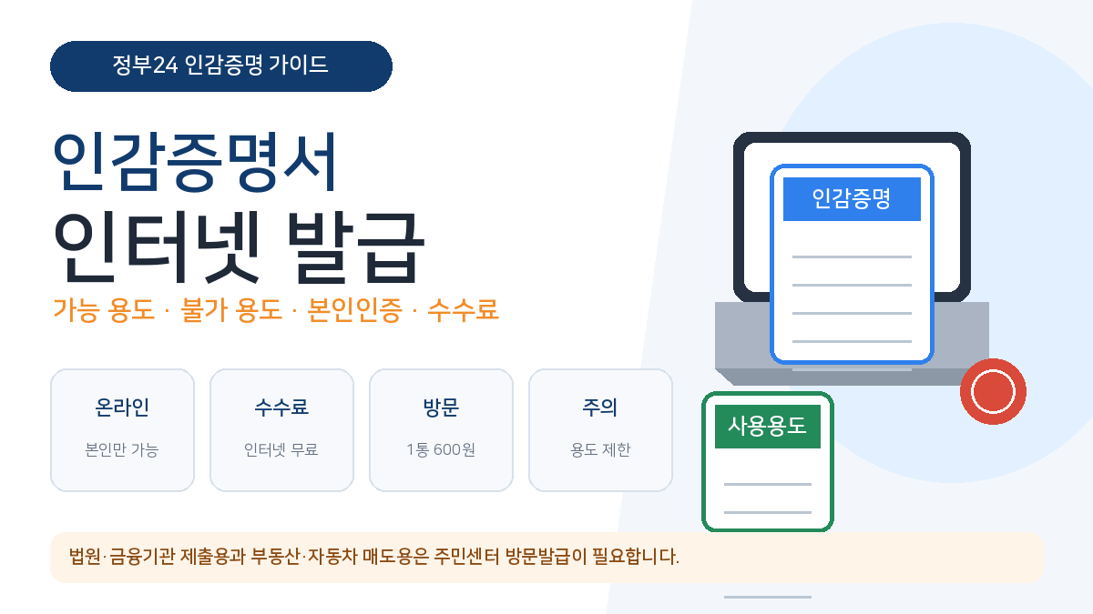 인감증명서 인터넷 발급 정부24 온라인 가능 용도 불가 용도 수수료