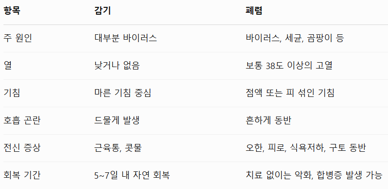 성인 폐렴 초기증상, 감기와 헷갈려 놓치기 쉬운 이유는?